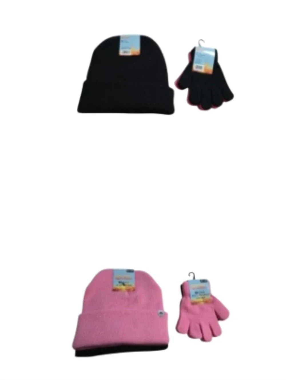 #HL03 Cozy Knit Beanie and Gloves Set - Black or Pink 2 Pairs